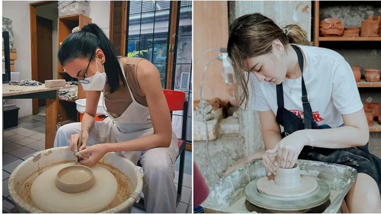 6 Pesona Seleb Wanita Saat Bikin Tembikar dari Tanah Liat Ini Curi Perhatian