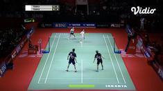 Capture dari Vidio laga testimoni Greysia Polii berduet dengan Yuta Watanabe sebelum final Indonesia Masters 2022 di Istora Senayan, Jakarta, Minggu (12/6/2022).