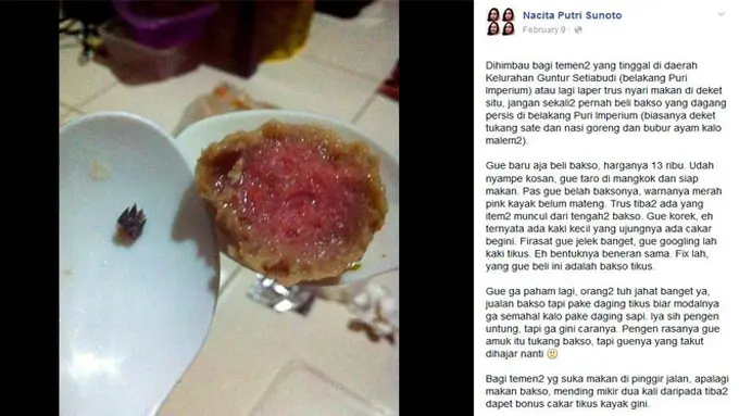 Geger, Netizen Unggah Pengalamannya Makan Bakso Tikus!