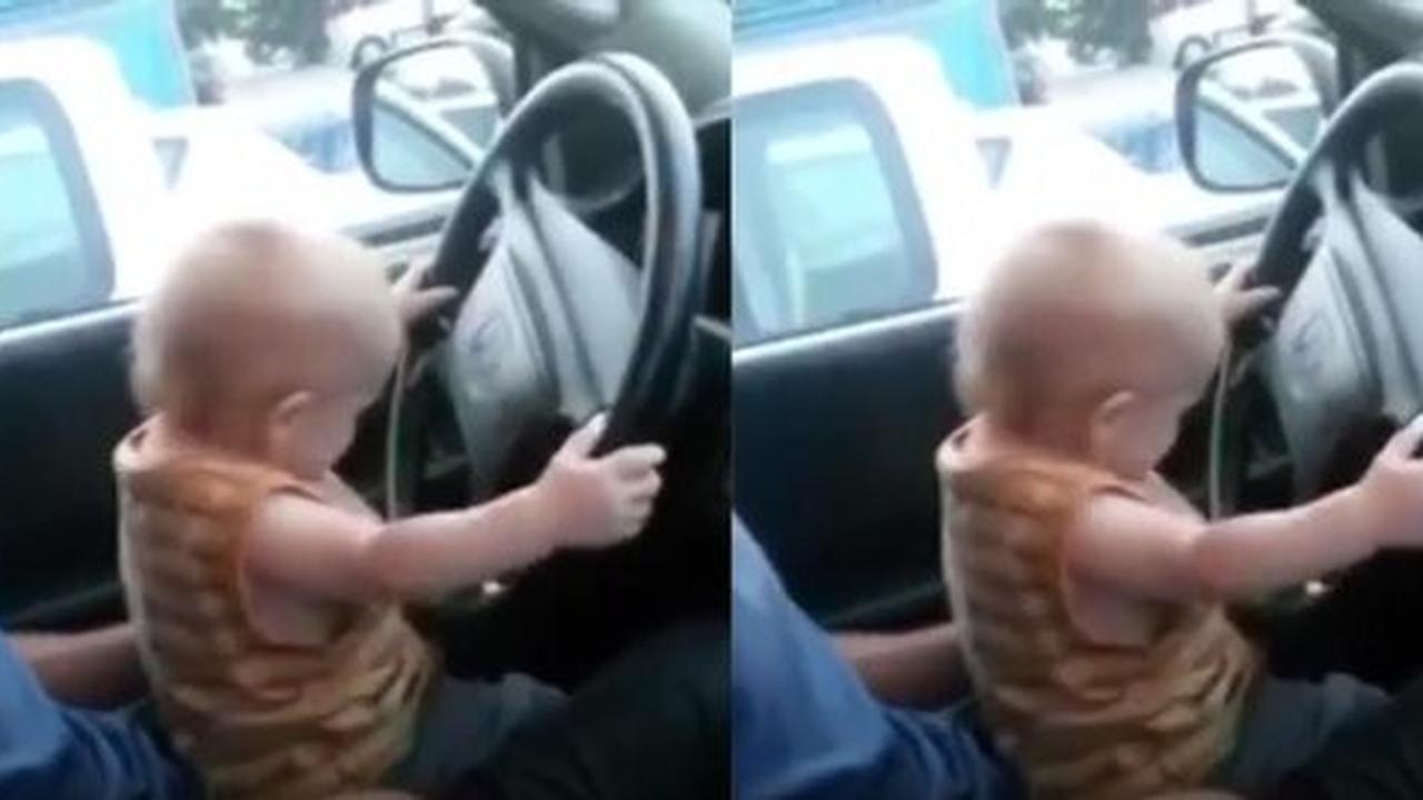 [Video] 'Kecelakaan' konyol saat balita coba-coba 'nyetir mobil