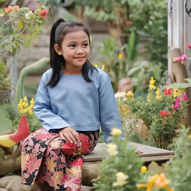 Model Baju Anak Atasan Polos Kombinasi (Image by Meta AI)