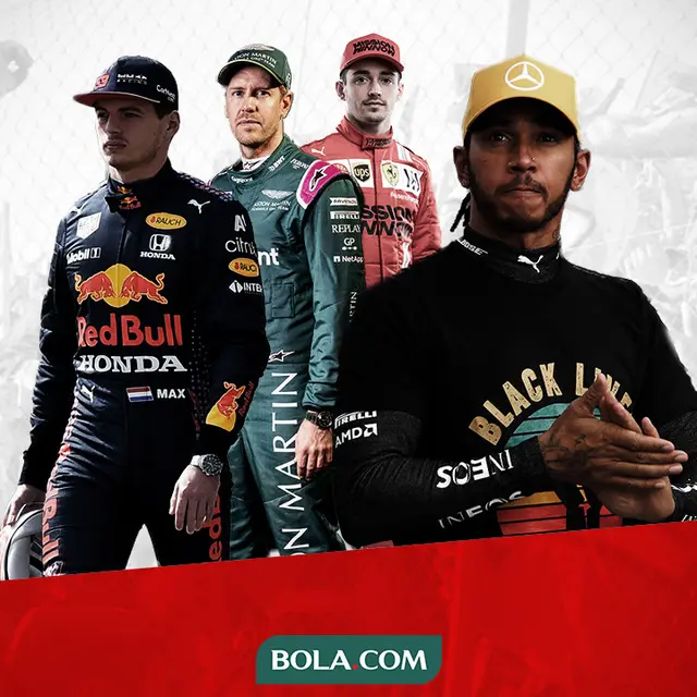 Lewis Hamilton, Max Verstappen, Charles Leclerc dan Sebastian Vettel