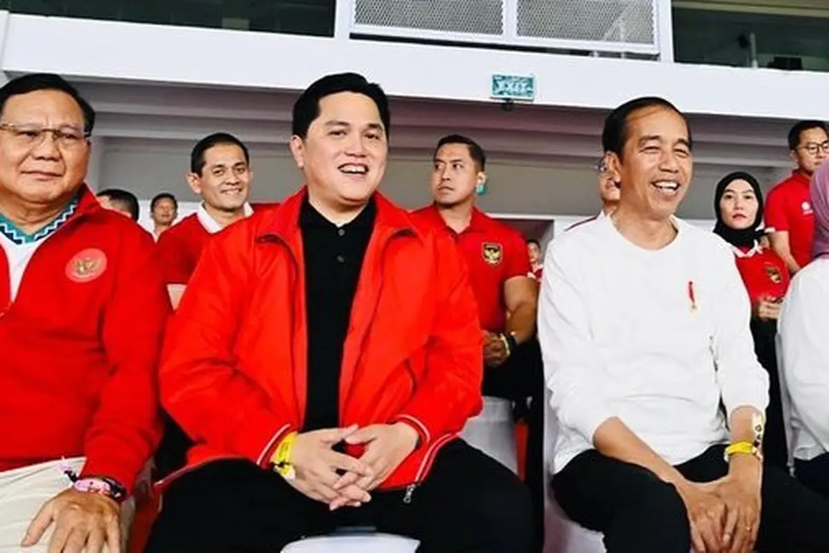 Jokowi bersama Prabowo dan Erick Thohir (@prabowo)
