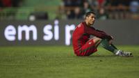 Ekspresi Cristiano Ronaldo setelah Portugal takluk 0-1 melawan Albania pada laga persahabatan, Jumat (25/3/2016). (EPA/Paulo Cunha)