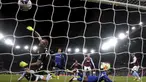 Bek Chelsea Axel Disasi (tengah) mencetak gol ketiga timnya ke gawang Aston Villa sebelum dianulir karena pelanggaran melalui VAR dalam laga pekan ke-35 Premier League 2023/2024 yang digelar di Villa Park, Minggu (28/4/2024) dini hari WIB. (Nick Potts/PA via AP)