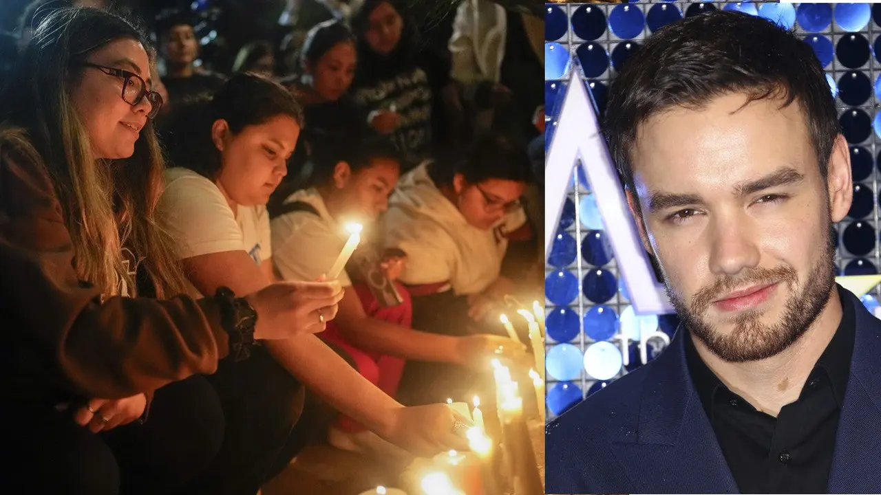 Panggemar berkumpul di hotel tempat tewasnya Liam Payne. (AP Photo/Natacha Pisarenko - Joel C Ryan/Invision/AP, File)