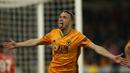5. Diogo Jota (6 gol) : Andai Wolverhampton Wanderers tidak kalah di perempat final, Diogo Jota bisa saja menjadi pesaing Bruno Fernandes dalam peraihan top skor di Liga Europa musim ini. Penyerang asal Portugal ini menyumbangkan 6 gol untuk Wolves di Liga Europa. (AFP/Paul Harding)