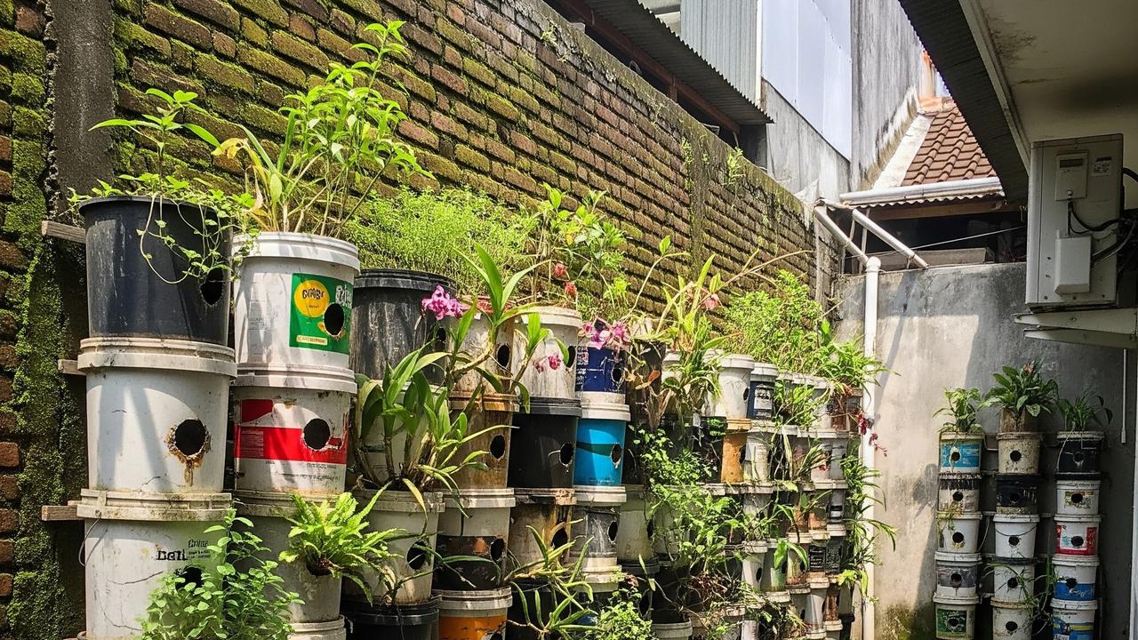 9 Cara Buat Kebun Vertikal Murah dari Ember Cat Bekas untuk Pemula, Hemat Lahan