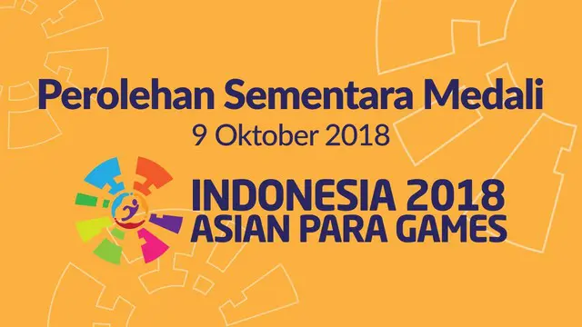 Berikut perolehan sementara medali negara peserta Asian Para Games 2018 sampai dengan pukul 18.00 WIB, 9 Oktober 2018.
