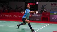 Penampilan tunggal putri Indonesia, Putri Kusuma Wardani, pada babak kualifikasi Indonesia Masters 2022, di Istora Senayan, Jakarta, Selasa (7/6/2022). (PBSI)