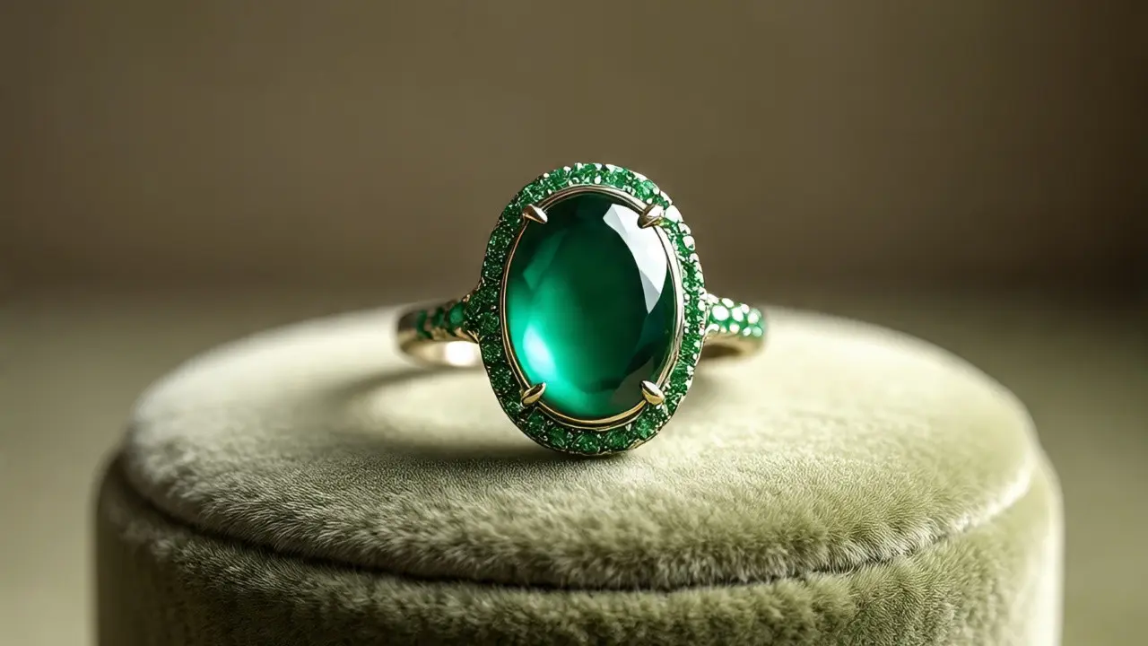Model Cincin dengan Batu Permata Hijau