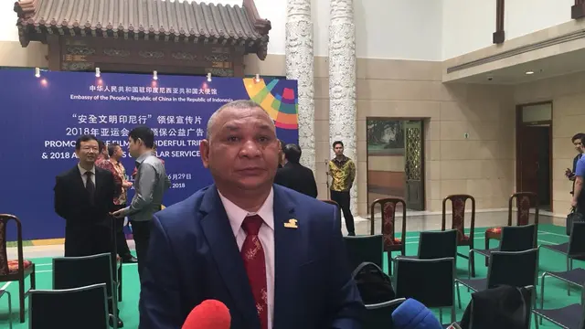 Vinsensius Jemadu yang menjabat sebagai Director of International Marketing for Great China mengatakan, dari banyak negara peserta Asian Games 2018, China telah curi start terlebih dahulu (Liputan6.com/Teddy Tri Setio Berty)