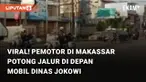 Seorang pengendara motor nekat memotong jalur tepat di depan mobil dinas Presiden Jokowi. Kejadian tersebut berada di Kota Makassar, Sulawesi Selatan pada Rabu (29/3/2023) sore.