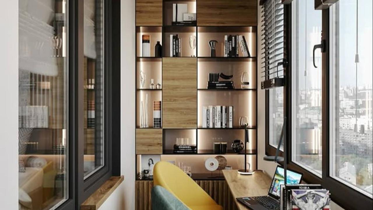Ilustrasi Balkon dengan Tempat Kerja Tertutup Kaca (©Pinterest)