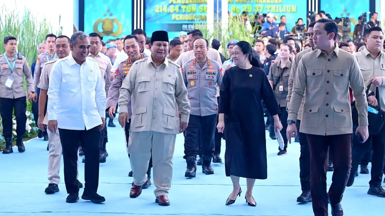 Ketua DPR RI Puan Maharani hadir bersama Presiden Prabowo Subianto yang memimpin langsung prosesi pemusnahan barang bukti narkoba senilai Rp 29,37 triliun (Istimewa)