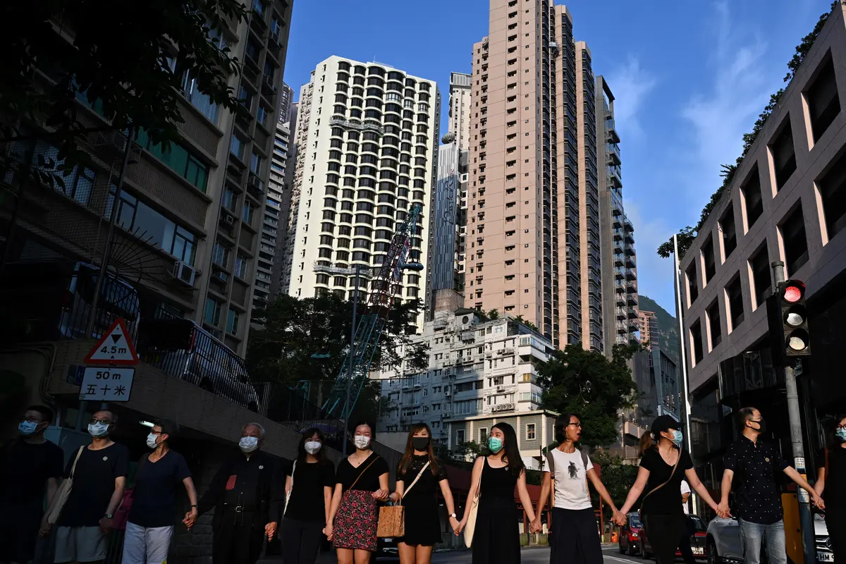 Siswa di Hong Kong Bentuk Rantai Manusia