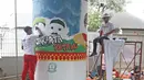 Seorang siswa sedang  membuat mural di bawah Jalan Layang Non-tol Antasari, Jakarta, Sabtu (10/3). Sebanyak 63 tiang akan dilukis mural oleh perwakilan dari SMA dan SMK di Jakarta untuk mempercantik kawasan tersebut. (Liputan6.com/Herman Zakharia)