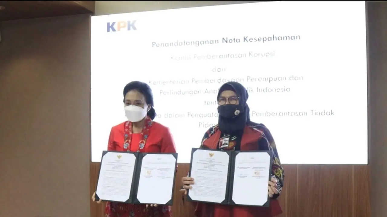 Penandatanganan nota kesepahaman anti korupsi KemenPPPA dan KPK.