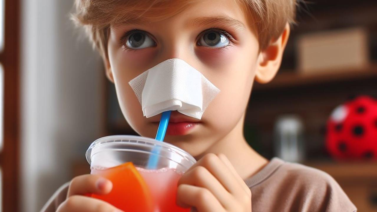 Ilustrasi Anak Minum Minuman Dingin saat Pilek
