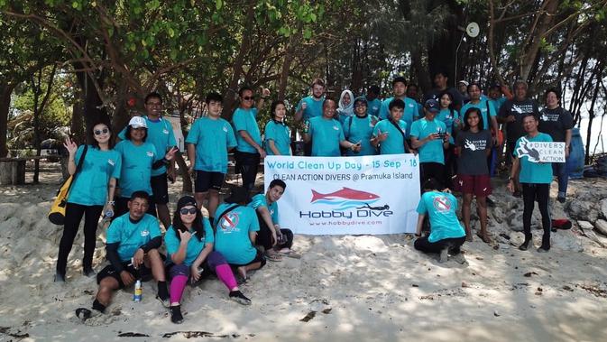 Aksi Menyelam Bersih Laut World Cleanup Day di Kepulauan Seribu (Foto; Hobby Dive)