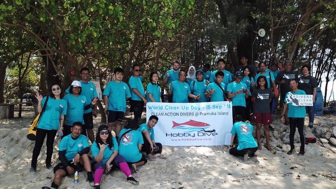 Aksi Menyelam Bersih Laut World Cleanup Day di Kepulauan Seribu (Foto; Hobby Dive)