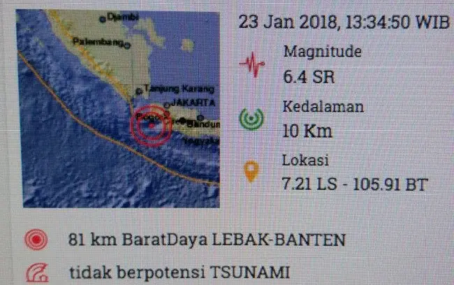 Tak ada peringatan apapun disampaikan usai gempa Banten menggoyang Rangkabitung. (Liputan6.com/Dinny Mutiah)