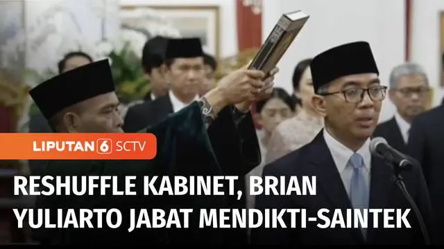 Presiden Prabowo Subianto melantik Brian Yuliarto sebagai Mendiktisaintek menggantikan Satryo Brodjonegoro. Presiden juga melantik sejumlah Kepala Lembaga Negara di Istana Merdeka, Jakarta.