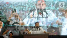 Calon bakal Presiden Prabowo Subianto berpidato saat Konsilidasi Kader Gerindra tingkat Koordinator RT dan RW se Kota Bogor, Jawa Barat, Minggu (25/6/2023). (merdeka.com/Arie Basuki)