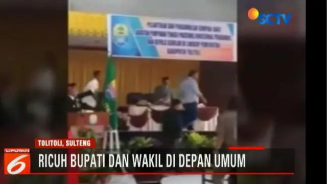 Bupati dan wakil bupati Tolitoli bertikai dihadapan warga saat pelantikan pejabat.