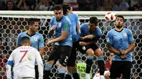 Timnas Uruguay menang 2-1 atas Portugal pada laga 16 besar Piala Dunia 2018, di Olimpiyskiy Stadion Fisht, Sabtu (30/6/2018) waktu setempat. (AFP/Jonathan Nackstrand)