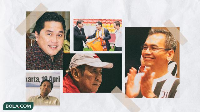Kolase - Bakrie (pemilik Brisbane, FC Vise), Hartono Djarum (klub Serie C), Iman Arief (Leicester), Sihar Sitorus (FC Verbroedering Dender), Erick Thohir (DC United, Inter)