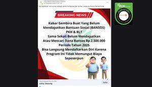 Tangkapan klaim link pendaftaran untuk mendapatkan bansos PKH yang beredar di Facebook.