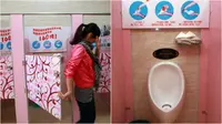 Walaupun dikhususkan untuk wanita, bentuk urinal itu amat mirip dengan yang ditemukan dalam toilet-toilet pria. (Sumber Guangdong News)