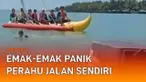Sebuah insiden kepanikan terekam kamera wisatawan penunggang perahu motor. Berawal dari pengemudi perahu motor yang terjun ke laut untuk memperbaiki tali banana boat berpenumpang. Mesin ditinggal dalam keadaan menyala dan membuat perahu bergerak.