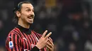 Zlatan Ibrahimovic (120 laga di Champions) - Ibrahimovic mempunyai catatan 120 kali bermain di Liga Champions dengan beragam klub yang berbeda. Namun, pemain asal Swedia ini sama sekali belum pernah meraih gelar juara Liga Champions. (AFP/Marco Bertorello)