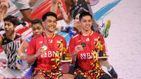 Fajar Alfian/Muhammad Rian Ardianto sukses keluar sebagai juara Indonesia Masters 2022 nomor ganda putra usai mengandaskan perlawanan Liang Wei Keng/Wang Chang, Minggu (12/6/2022) di Istora Senayan. (Bola.com/Ikhwan Yanuar Harun)