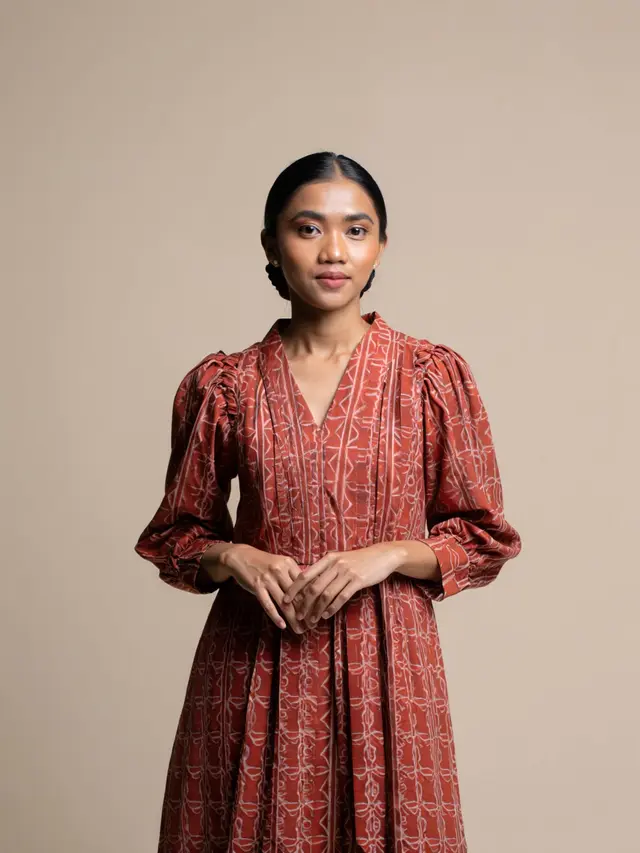 Batik Modern Lengan Puff Style Vintage
