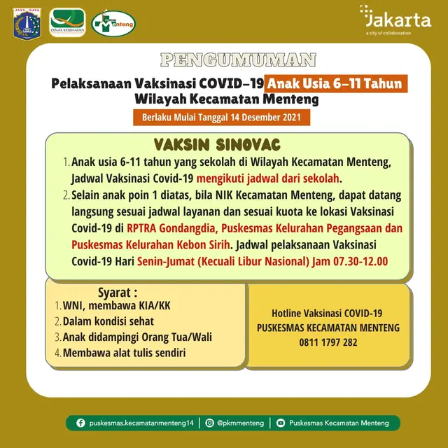 Vaksinasi, Vaksinasi Anak, Vaksinasi Anak 6-11 tahun