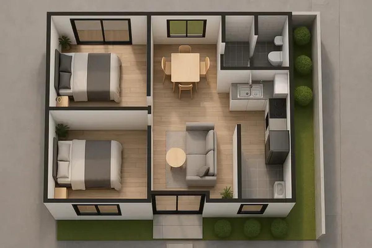 7 Model Rumah Sederhana Minimalis 6x12 dengan 2 Kamar, Nyaman untuk Keluarga Kecil