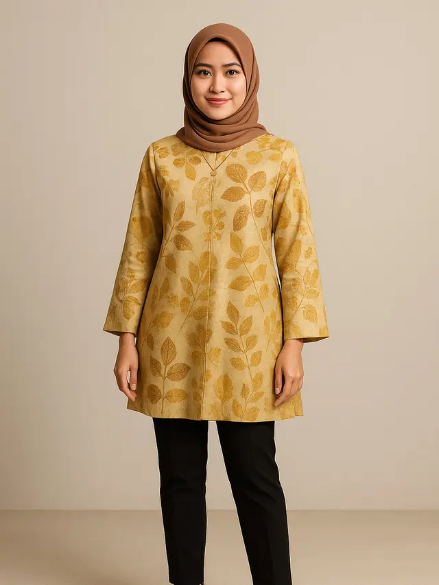 Model Atasan Batik Ecoprint Untuk Kerja/Ilustrasi AI
