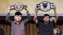 NEX Road to Champion, suatu kejuaraan pencarian bakat fighter berskala nasional. Tampak dalam foto ini, Head of Sports Business Emtek Group sekaligus CEO Nex, Hendy Lim (kiri) bersama Ketua Interdisciplinary Combat Council (ICC), Suwardi (kanan) menunjukan sabuk juara di sela-sela konferensi pers terkait Nex Road To Champion di SCTV Tower, Selasa (7/4/2026).