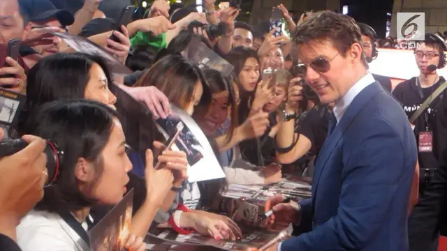 Tom Cruise, Annabelle Wallis dan Sofia Boutella hadir dalam pemutaran perdana film The Mummy di Taiwan. 
