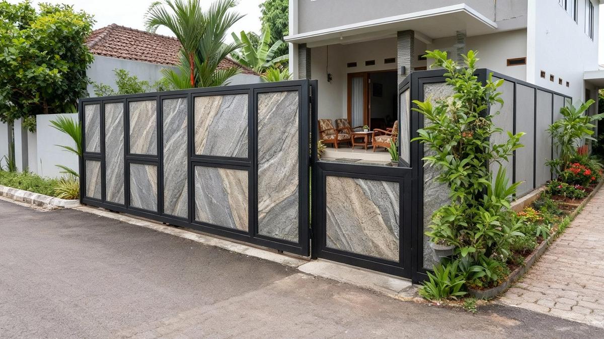 9 Ide Pagar Rumah Kombinasi Besi Galvanis dan Panel GRC, Tahan Cuaca Ekstrem