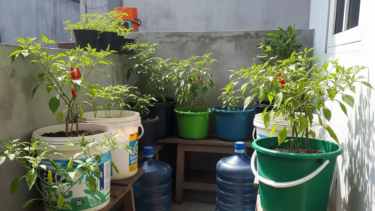 Kebun Cabai di Ember atau Galon Bekas