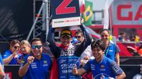 Arai Agaska podium 2 race 1 seri 2 FIM R3 BLU CRU World Cup di Misano Italia. (Yamaha Indonesia)