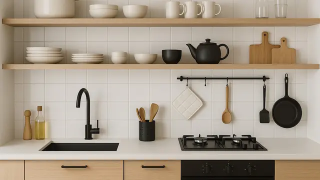 Tips Menata Dapur Kecil Minimalis dengan Rak Terbuka/Ilustrasi AI