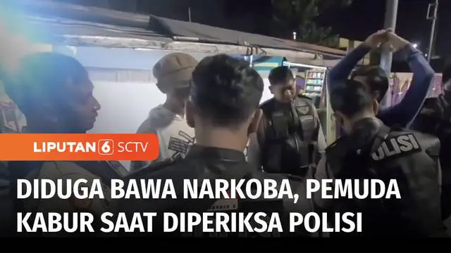 Tim Perintis Presisi Polres Metro Jakarta Utara mengejar pemuda yang mencurigakan bertransaksi narkoba di kawasan Kampung Bahari, Jakarta Utara, Jumat (03/02) malam. Polisi juga memeriksa pemuda yang mengendarai sepeda motor untuk mencegah peredaran ...