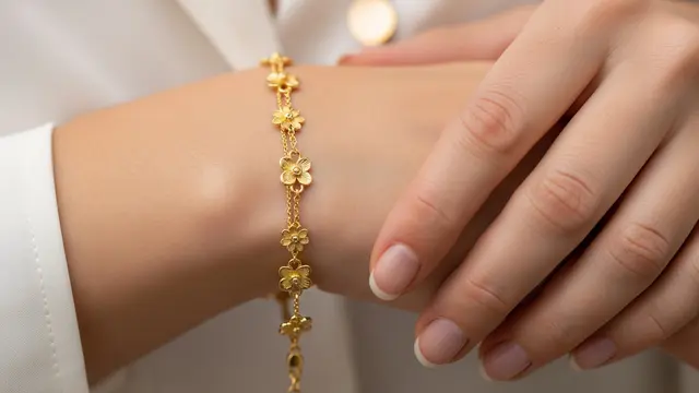 Model Gelang Emas Rantai Kombinasi Bunga Kecil/Gemini AI