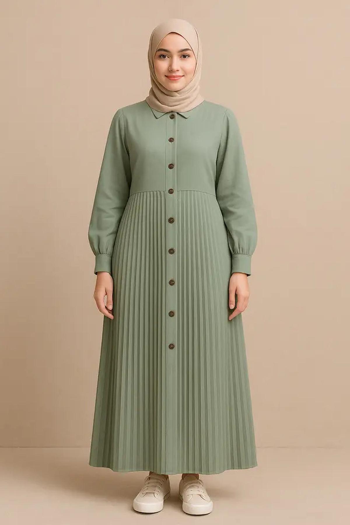 7 Model Gamis Kombinasi Plisket untuk Outfit Sehari-hari