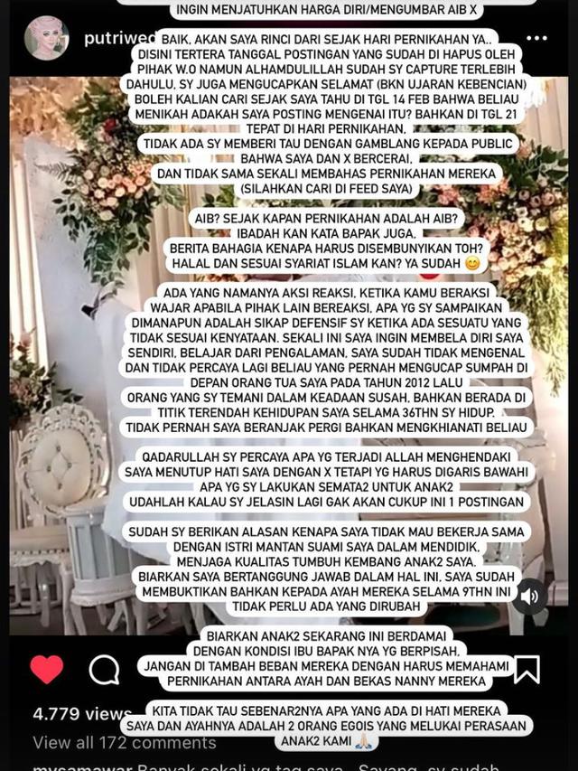 Unggahan klarifikasi Mawar AFI. (Foto: Dok. Instagram @mysamawar)